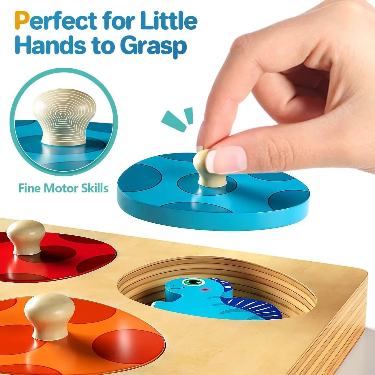 Montessori Wooden Dinosaur Puzzles Toys for Toddlers Dinosaur Match Eggs Peg Puzzles Early Learning Educational for Kids Gifts