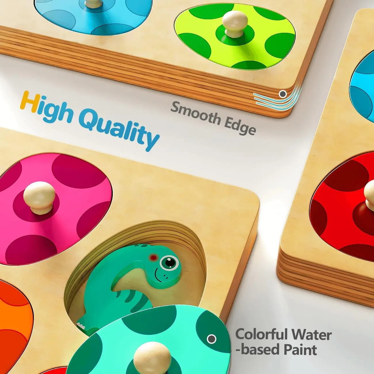 Montessori Wooden Dinosaur Puzzles Toys for Toddlers Dinosaur Match Eggs Peg Puzzles Early Learning Educational for Kids Gifts