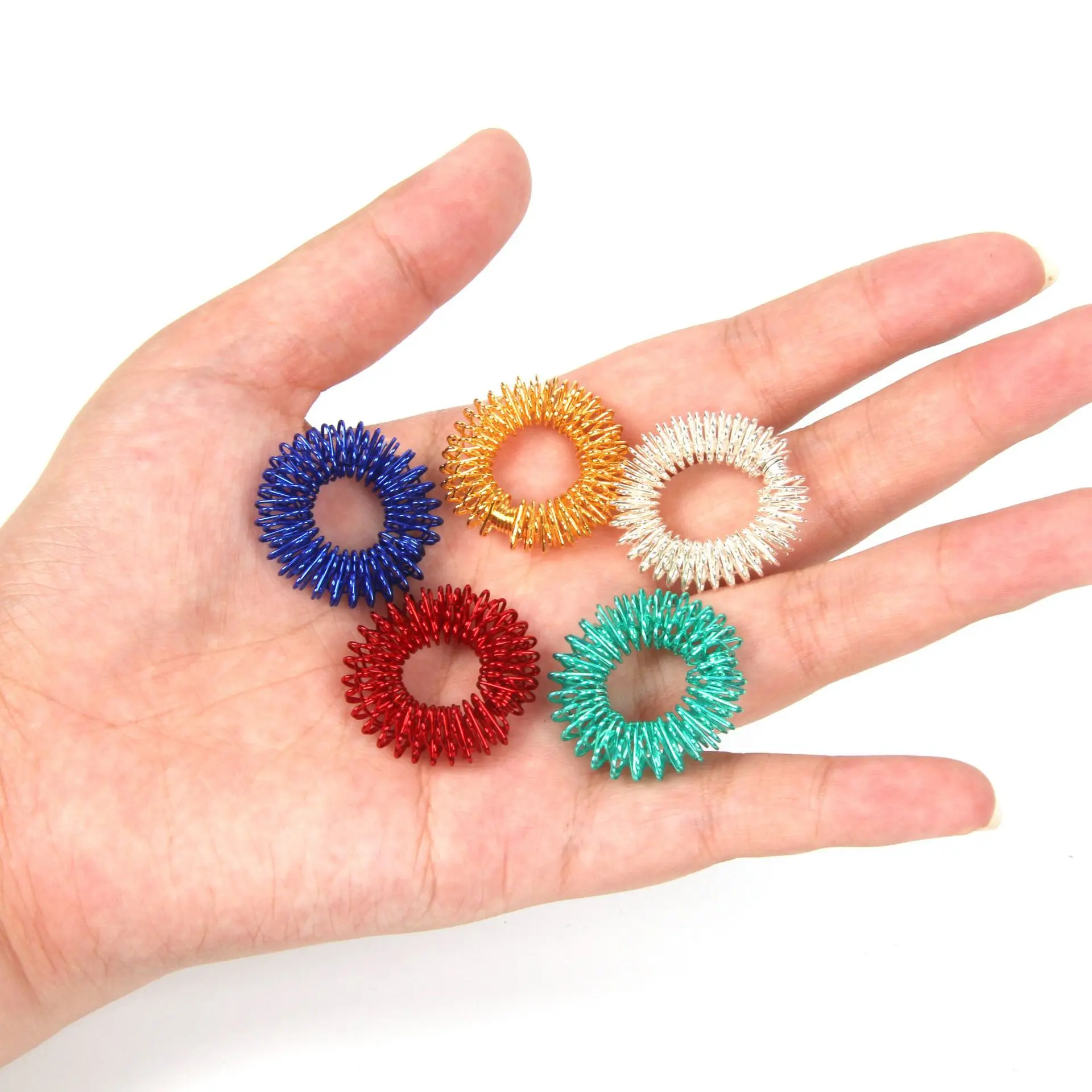 10pcs Spiky Sensory Finger rings Reducer Massager Stress Relief Fidget Toys Acupressure Rings Set for Teens Adults Anti-anxiety