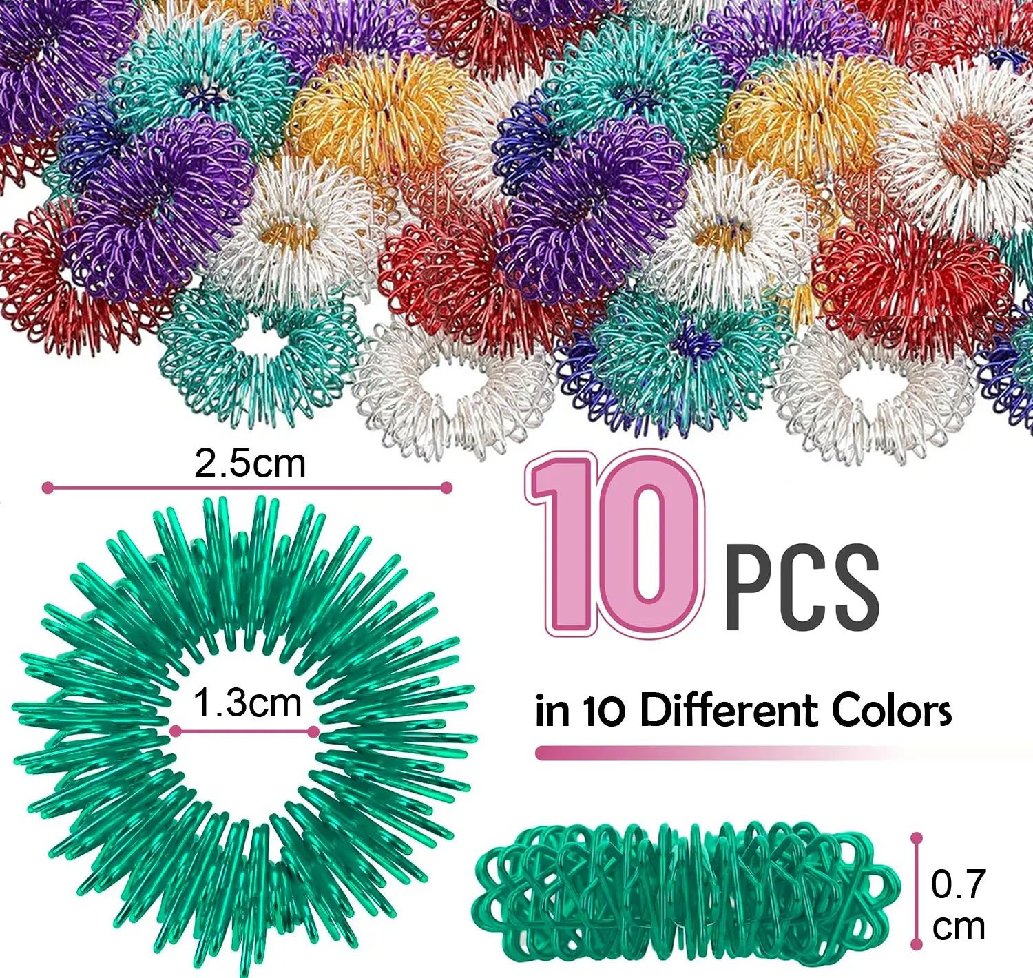 10pcs Spiky Sensory Finger rings Reducer Massager Stress Relief Fidget Toys Acupressure Rings Set for Teens Adults Anti-anxiety