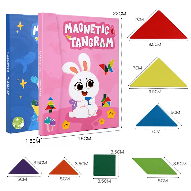 Wooden Jigsaw Magnetic Tangram 3D Puzzle Book Educational Toys For Children Montessori learning  Intelligence Games kids Gifts