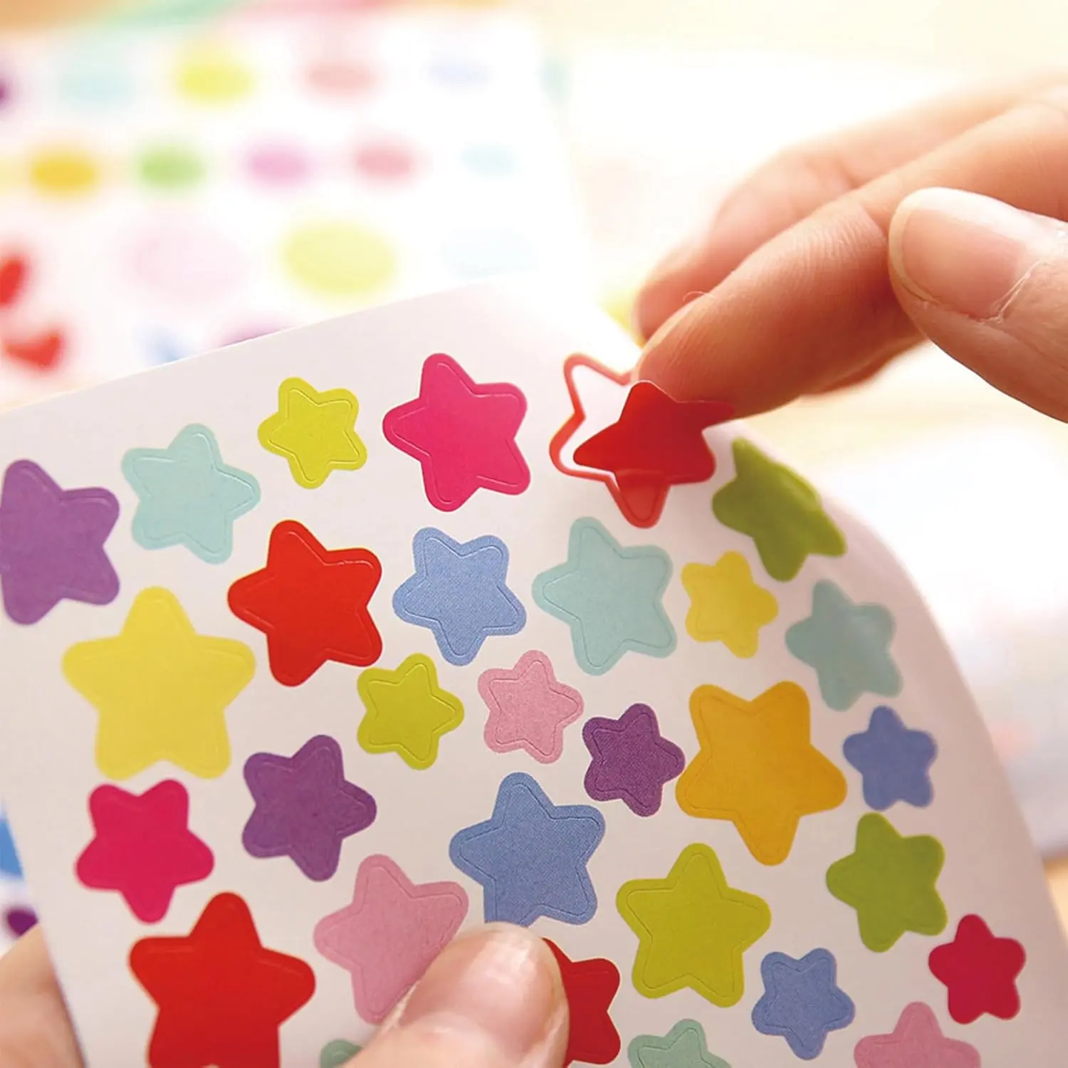 6pcs Clipbook Stickers Self-adhesive Adhesive Album Decoration Accessories DIY Stickers Star Heart Dots Color Handicrafts