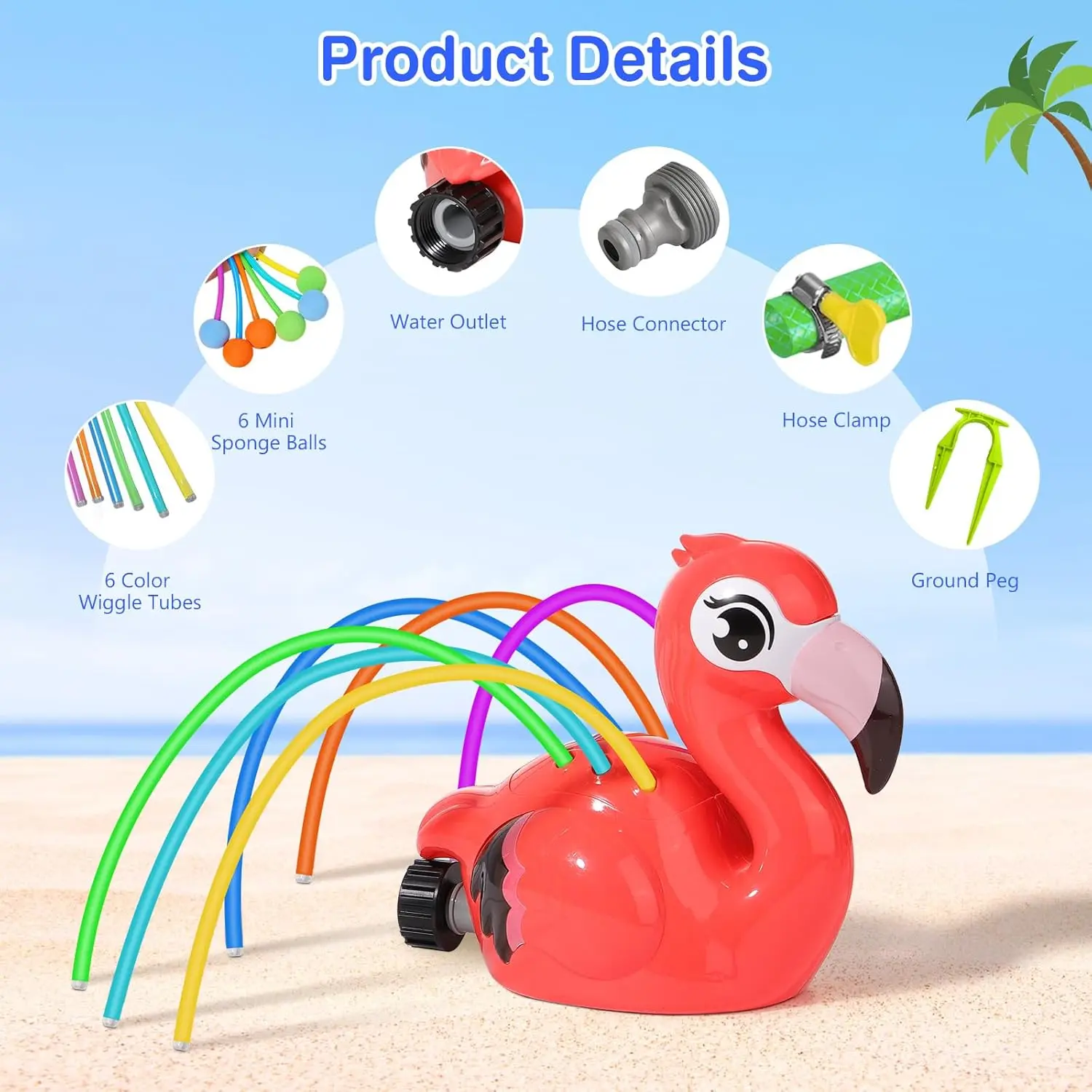Flamingo Sprinkler Outdoor Backyard Garden Lawns Water Spray Toys for Kids Summer Cartoon Water Pipe Splash Pool Party Bath Toy