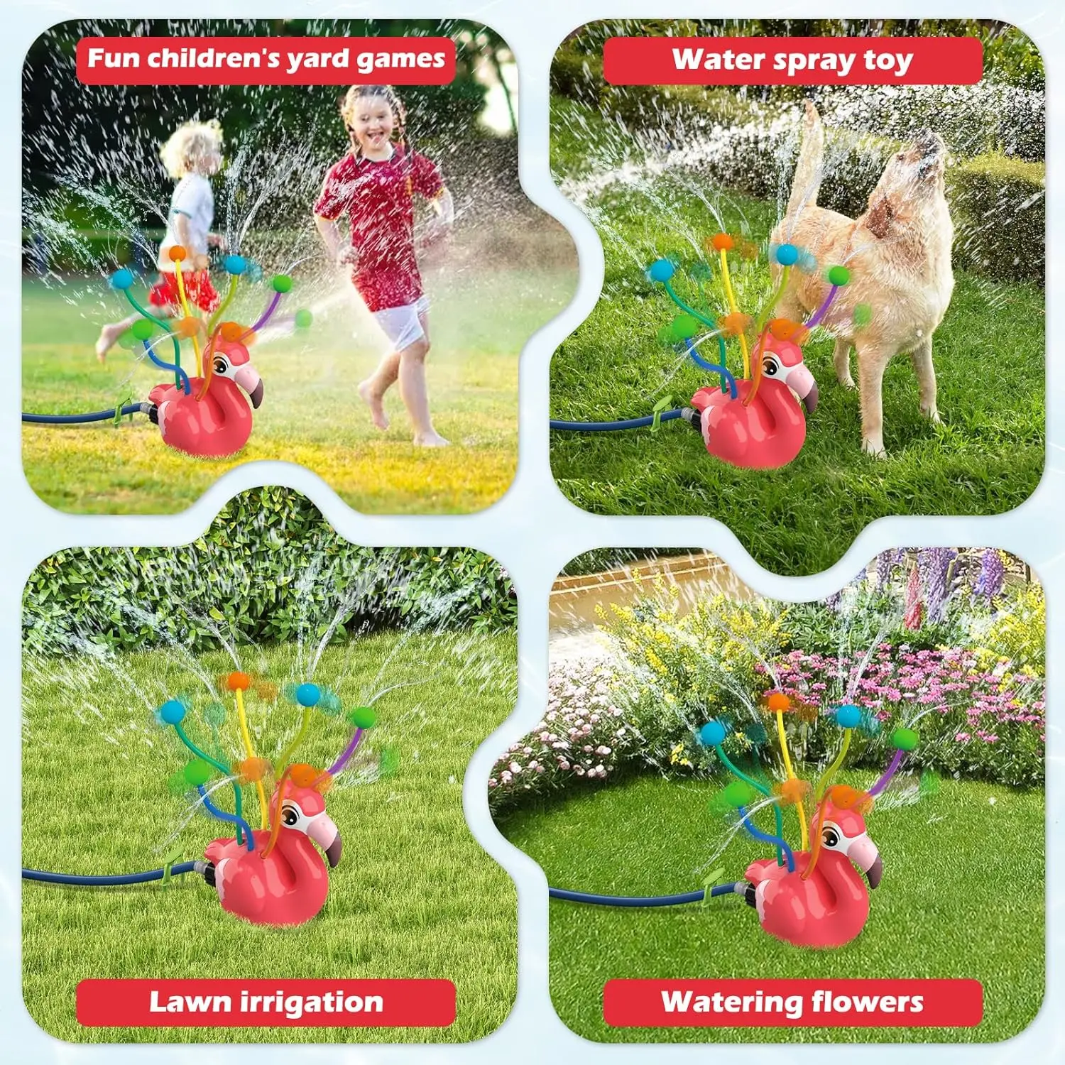Flamingo Sprinkler Outdoor Backyard Garden Lawns Water Spray Toys for Kids Summer Cartoon Water Pipe Splash Pool Party Bath Toy