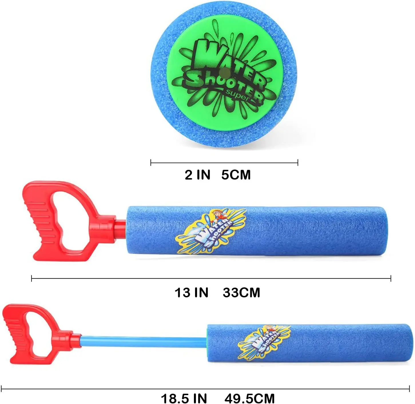 6 Pack Water Guns Shooter Super Foam Soakers Blaster Squirt Guns Pool Toy Plastic Handle Summer Swimming Beach Garden Outdoor