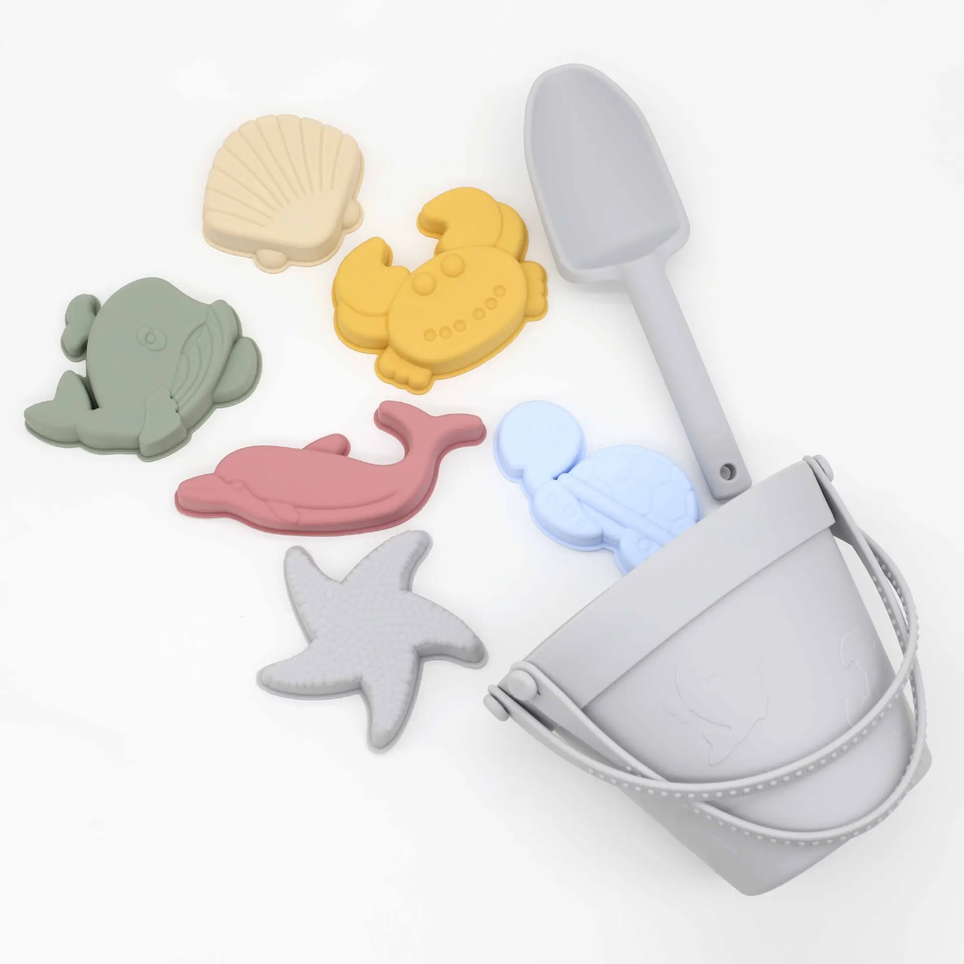 8Pcs Summer Beach Toys Kids Soft Silicone Sandbox Set Beach Game Silicone Sand Toys for Toddlers Kids Swim GameToddlers