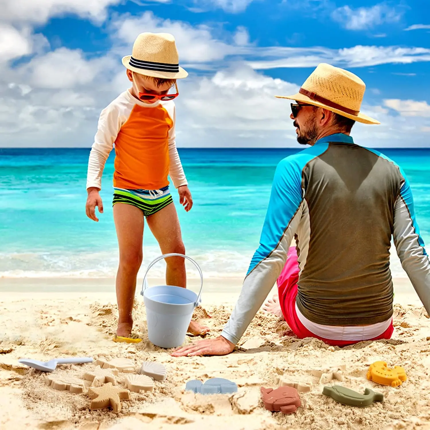 Kid Silicone Beach Toy Shovel Ocean Outdoor Parent-child Summer Beach Portable Beach Bucket Durable Sand Digging Storage Tool