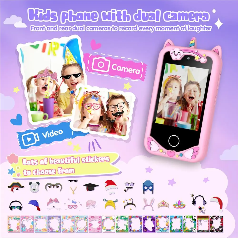 Kids Smart Phone 28 Games 10 Stories Video Music Player Toy Phone Camera Habit Tracker Learning Educational Toys Children Gifts