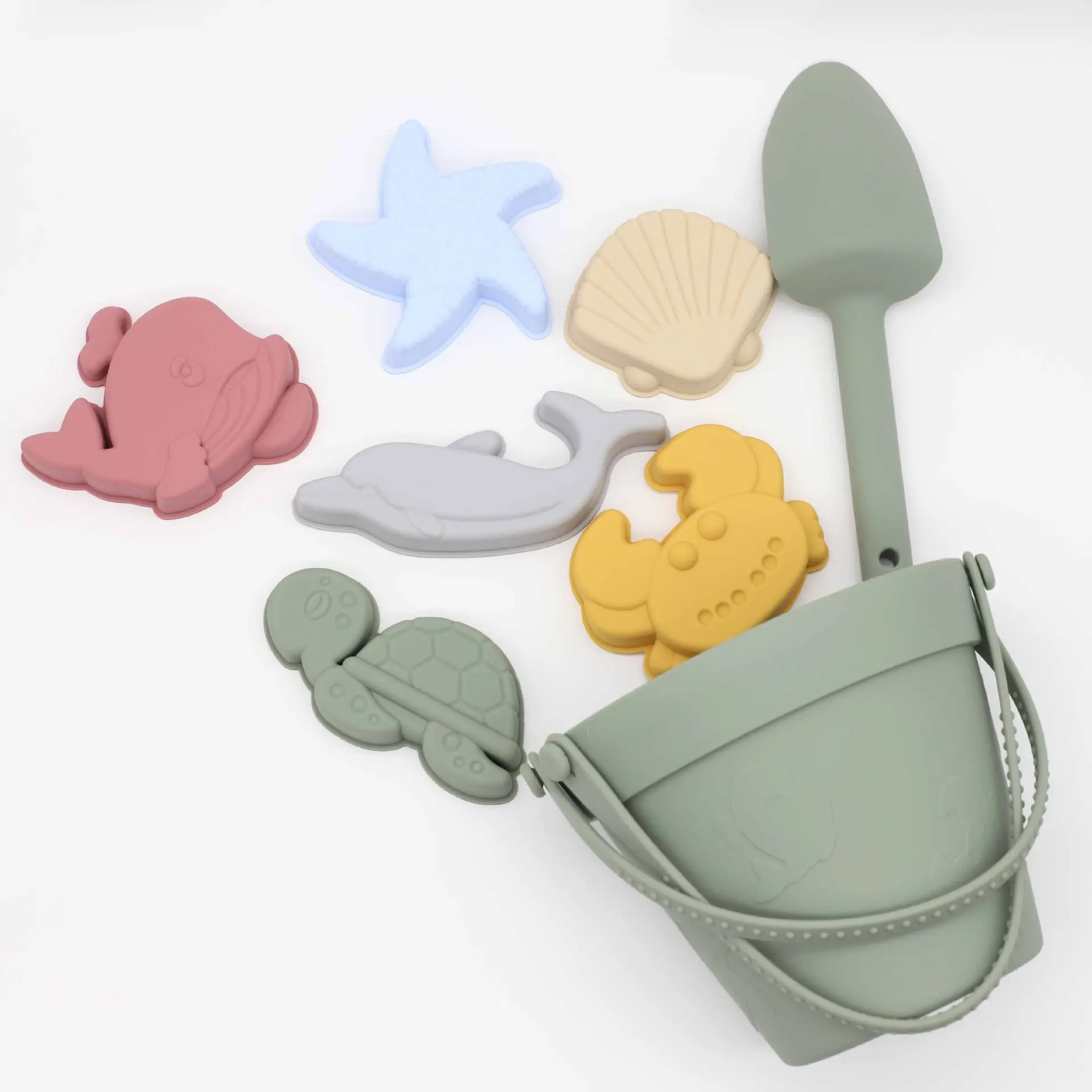 8Pcs Summer Beach Toys Kids Soft Silicone Sandbox Set Beach Game Silicone Sand Toys for Toddlers Kids Swim GameToddlers