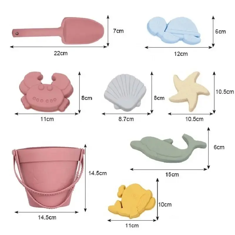 Kid Silicone Beach Toy Shovel Ocean Outdoor Parent-child Summer Beach Portable Beach Bucket Durable Sand Digging Storage Tool