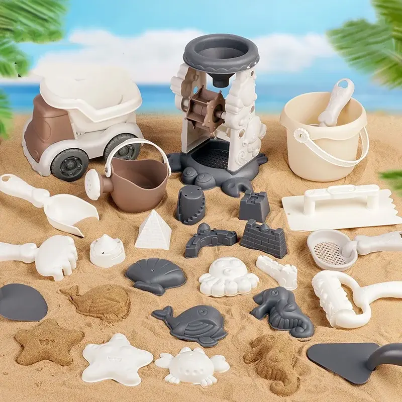 Children's Beach Toy Set Ideal for Summer Sand Digging Water Play Funny Morandi color Beach Bucket Toys