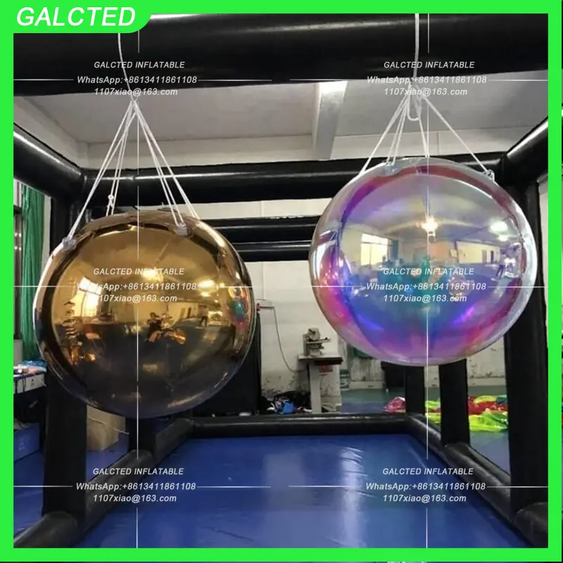 Mirror Double layer PVC 2.5m Ball Inflated Sealed Silver Giant Inflatable Mirror Ball Floating Inflatable Reflective Balloon