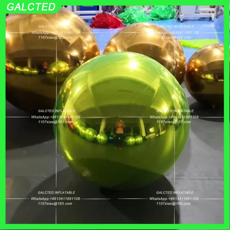 Mirror Double layer PVC 2.5m Ball Inflated Sealed Silver Giant Inflatable Mirror Ball Floating Inflatable Reflective Balloon