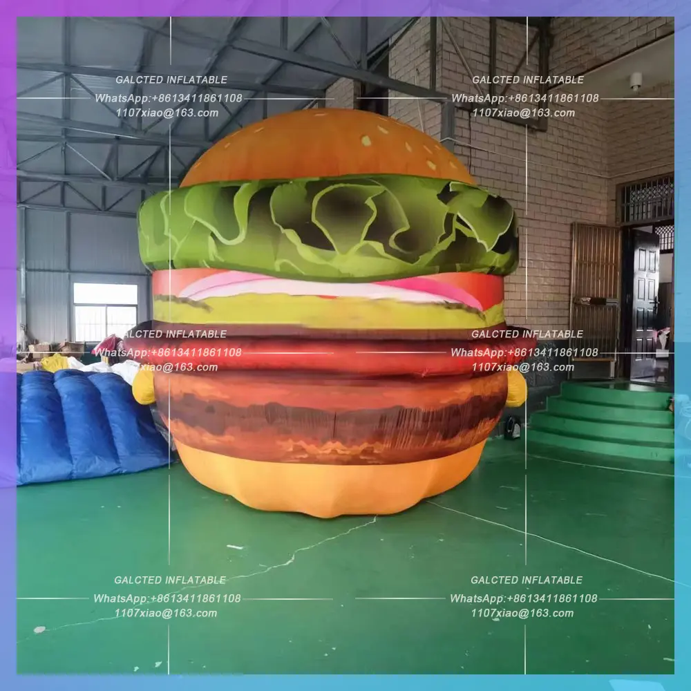 inflatable food model for burger Full color printing of giant burger restaurant advertising