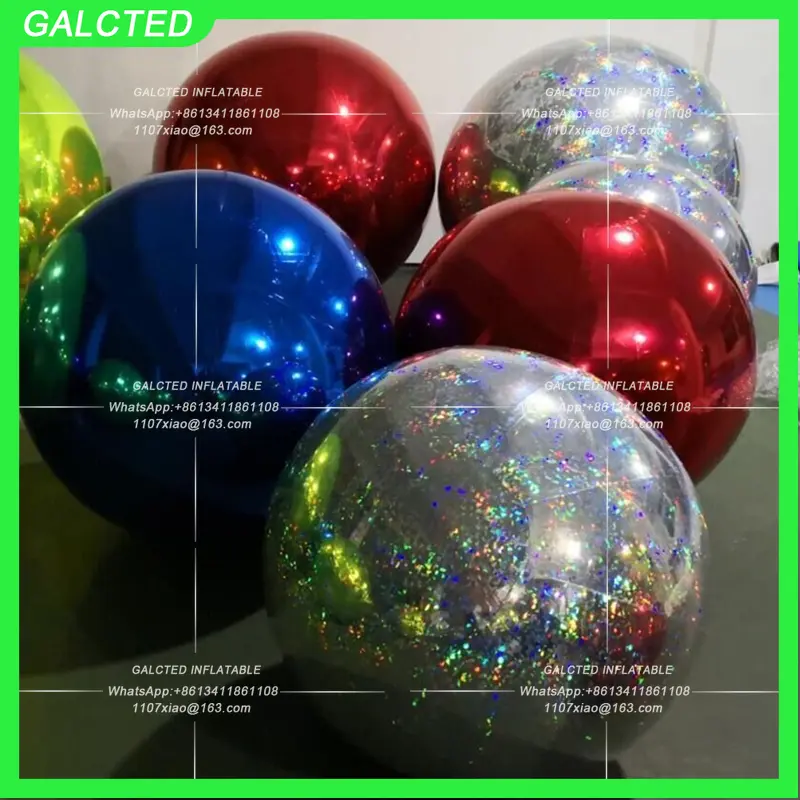 Mirror Double layer PVC 2.5m Ball Inflated Sealed Silver Giant Inflatable Mirror Ball Floating Inflatable Reflective Balloon