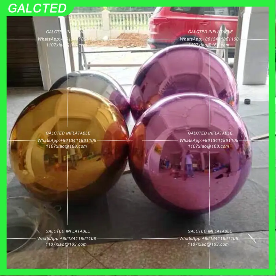 Mirror Double layer PVC 2.5m Ball Inflated Sealed Silver Giant Inflatable Mirror Ball Floating Inflatable Reflective Balloon