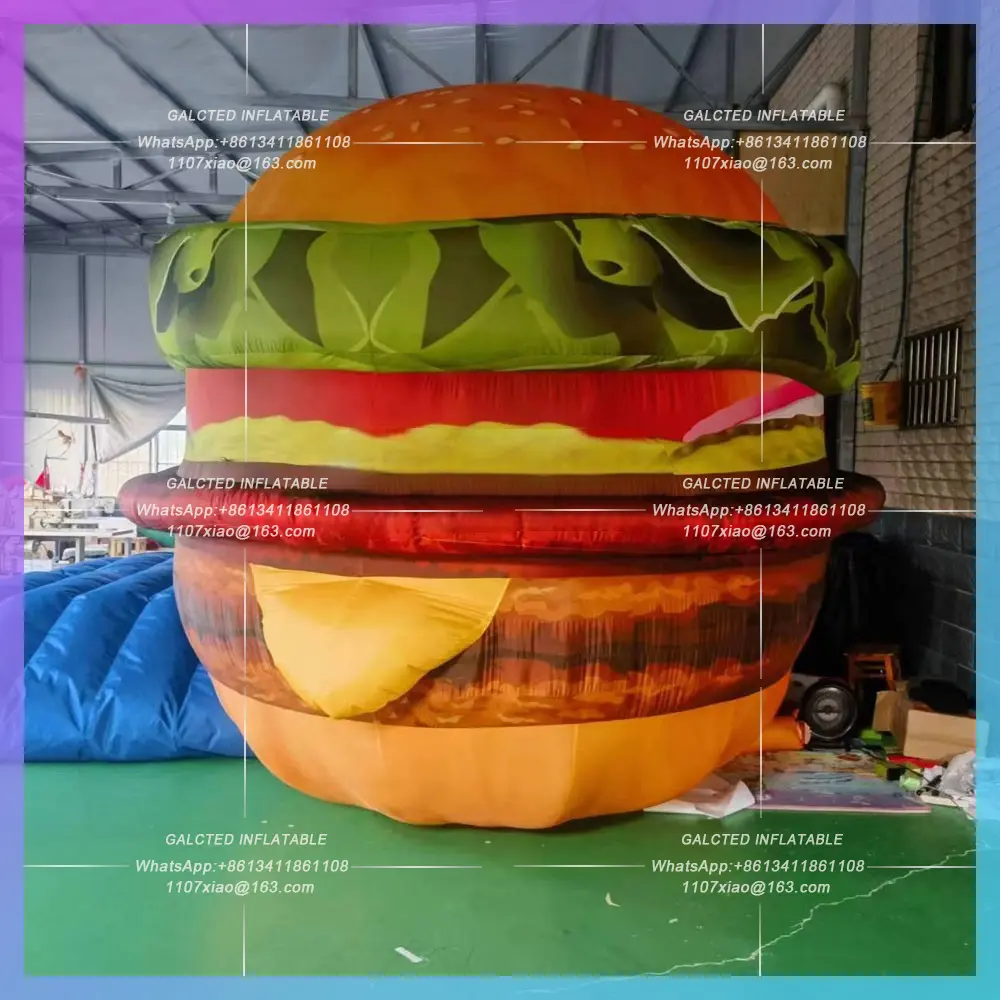 inflatable food model for burger Full color printing of giant burger restaurant advertising