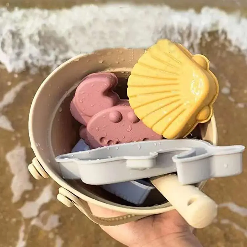 Children Silicone Beach Toy Shovel Ocean Outdoor Parent-child Beach Portable Beach Bucket Durable Sand Digging And Storage Tool