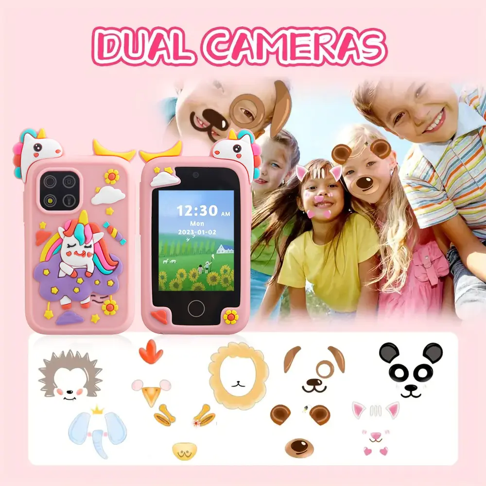 AMORUS New Kids Smart Phone Toys Cartoon Baby Mobile MP3 Player Digital Camera for Girls Boys Best Birthday Christmas Gifts