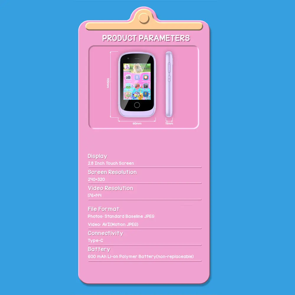 Kids Smart Phone Touch Screen Camera Toys Learning Toy For 3-12 Year Old Boys Girls Phone MP3 Player Christmas Birthday Gifts