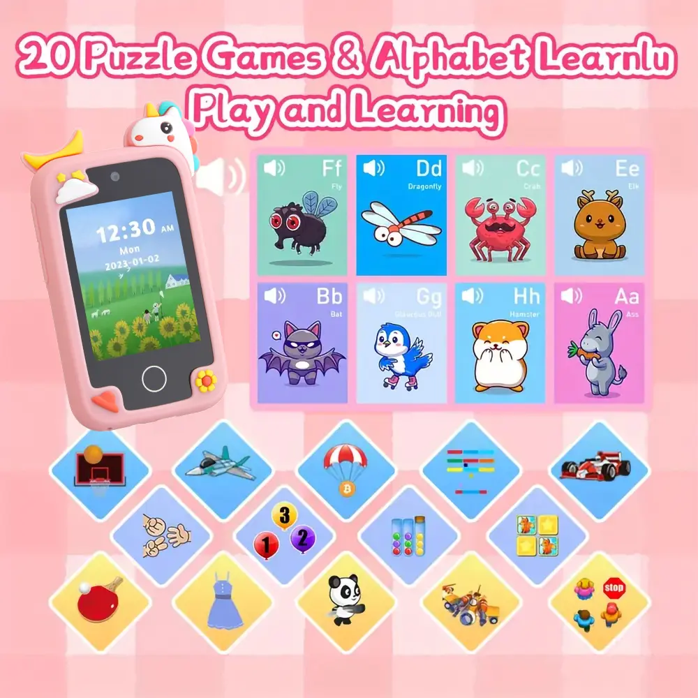 AMORUS New Kids Smart Phone Toys Cartoon Baby Mobile MP3 Player Digital Camera for Girls Boys Best Birthday Christmas Gifts