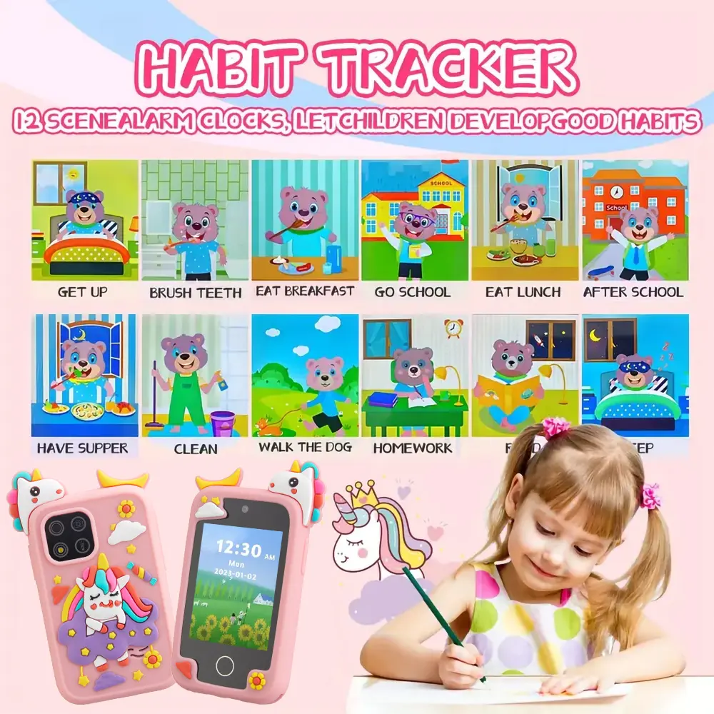 AMORUS New Kids Smart Phone Toys Cartoon Baby Mobile MP3 Player Digital Camera for Girls Boys Best Birthday Christmas Gifts