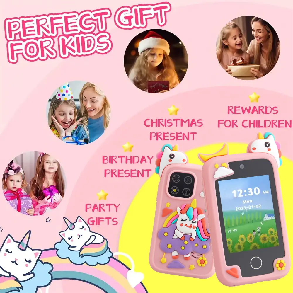 AMORUS New Kids Smart Phone Toys Cartoon Baby Mobile MP3 Player Digital Camera for Girls Boys Best Birthday Christmas Gifts