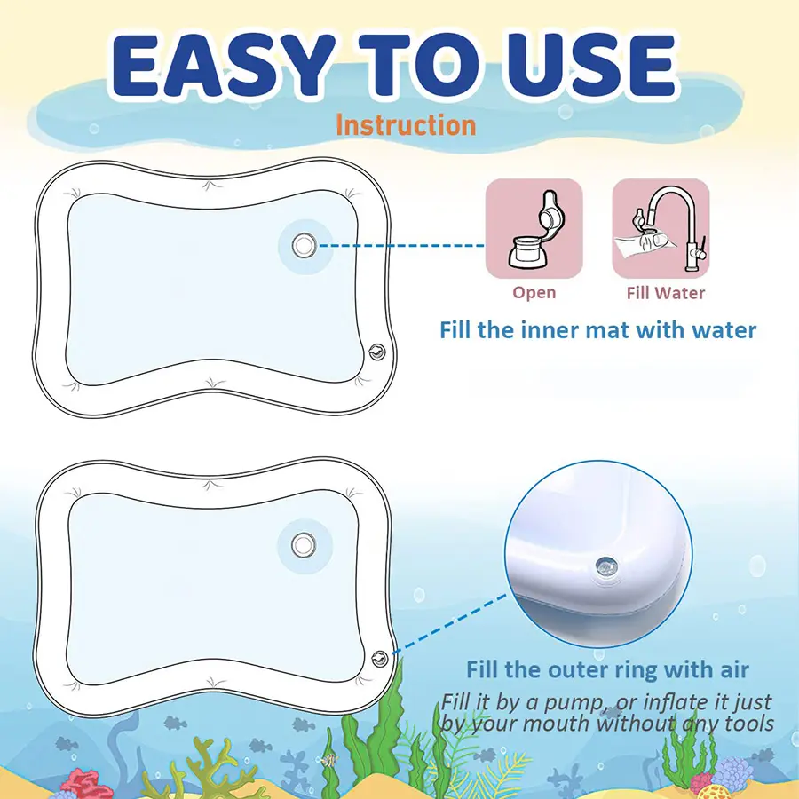 1pc Inflatable PVC Playing Mat Baby Play Water Mat Toddler Pad Kids Early Education Activity Toys Tummy Time Mat Cushion Gift