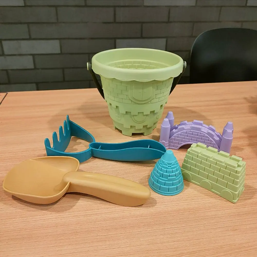 6PCS Plastic Kids Plaything Outdoor Game For Kids Beach Castle Bucket Sand Toys Set Shovel Rake Mold Digging Sand Kit