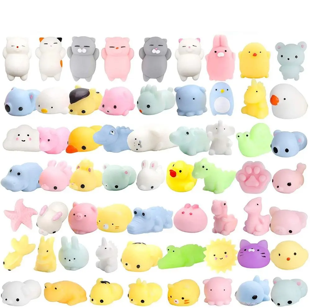 60-1PCS Kawaii Squishies Mochi Anima Squishy Toys For Kids Antistress Ball Squeeze Party Favors Stress Relief Toys For Birthday