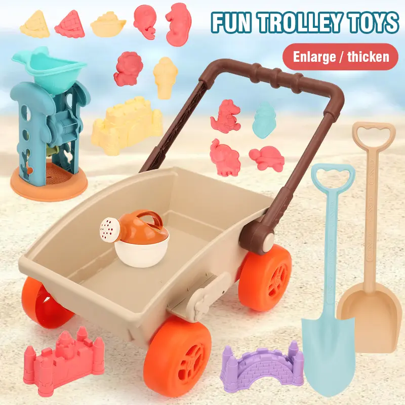 Kid Trolley Beach Play Toy Sandbox Shovel Animal Molds Beach Accessories Dig Sand Toy Outdoor Seaside Water Game Kid Fun Gift