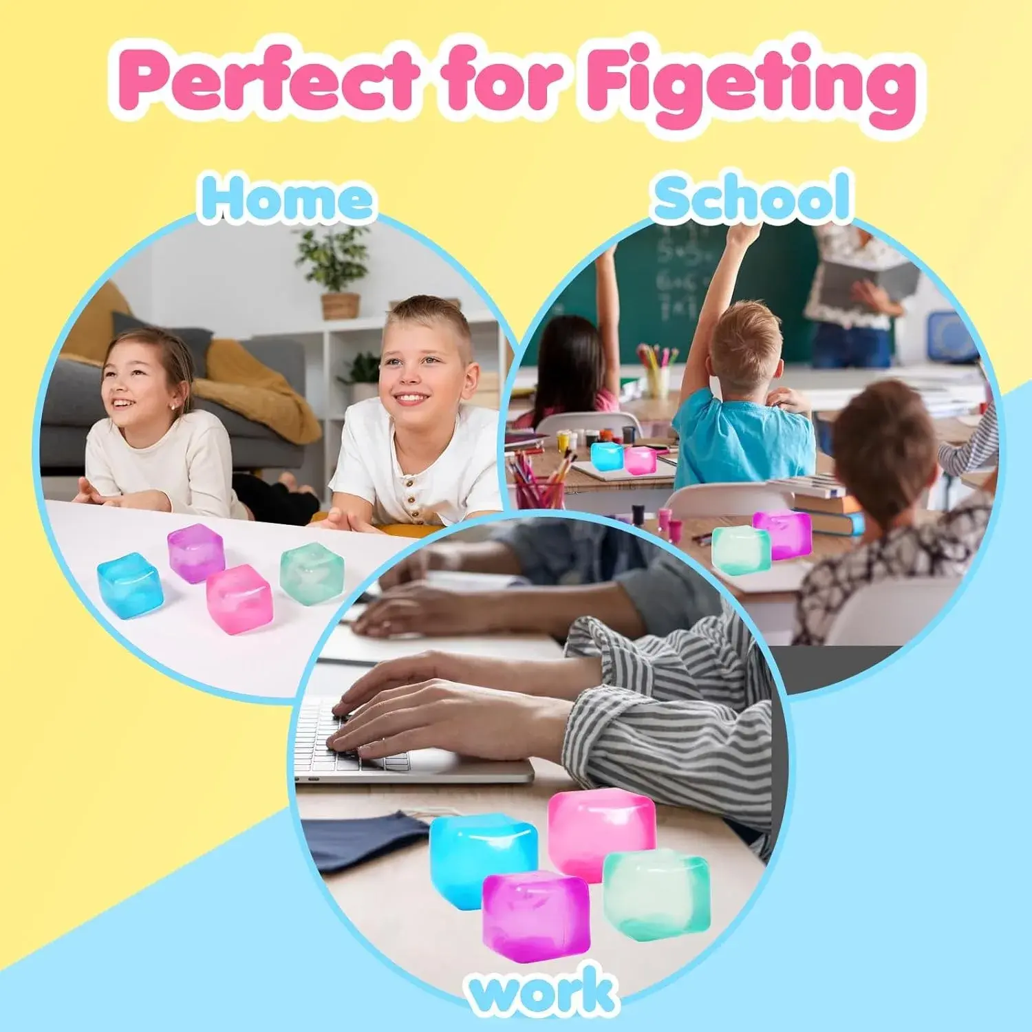 Squishy Ice Cube Fidget Toy Square Shape Squishy Stress Ball Squeeze Toys Stress Relief Sensory Toy For Kids Adults Gift