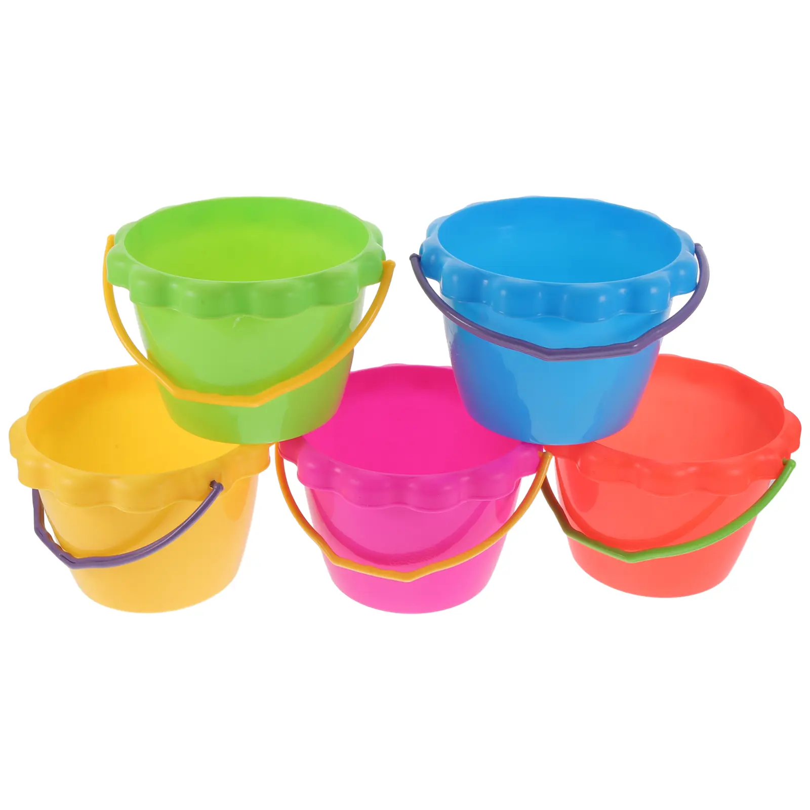 5Pcs Kids Beach Toys Children Sand Buckets Summer Seaside Water Playthings Fishing Bucket Toys Silicone Digging Bucket Beach