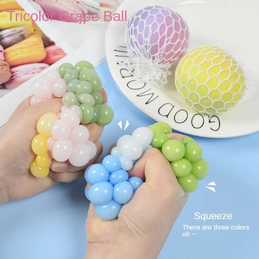 Squishy Colorful Grape Balls Fidget Toys Slow Rising Squeeze Funny Stress Reliever Reduce Pressure Prop for Childrens and Adults
