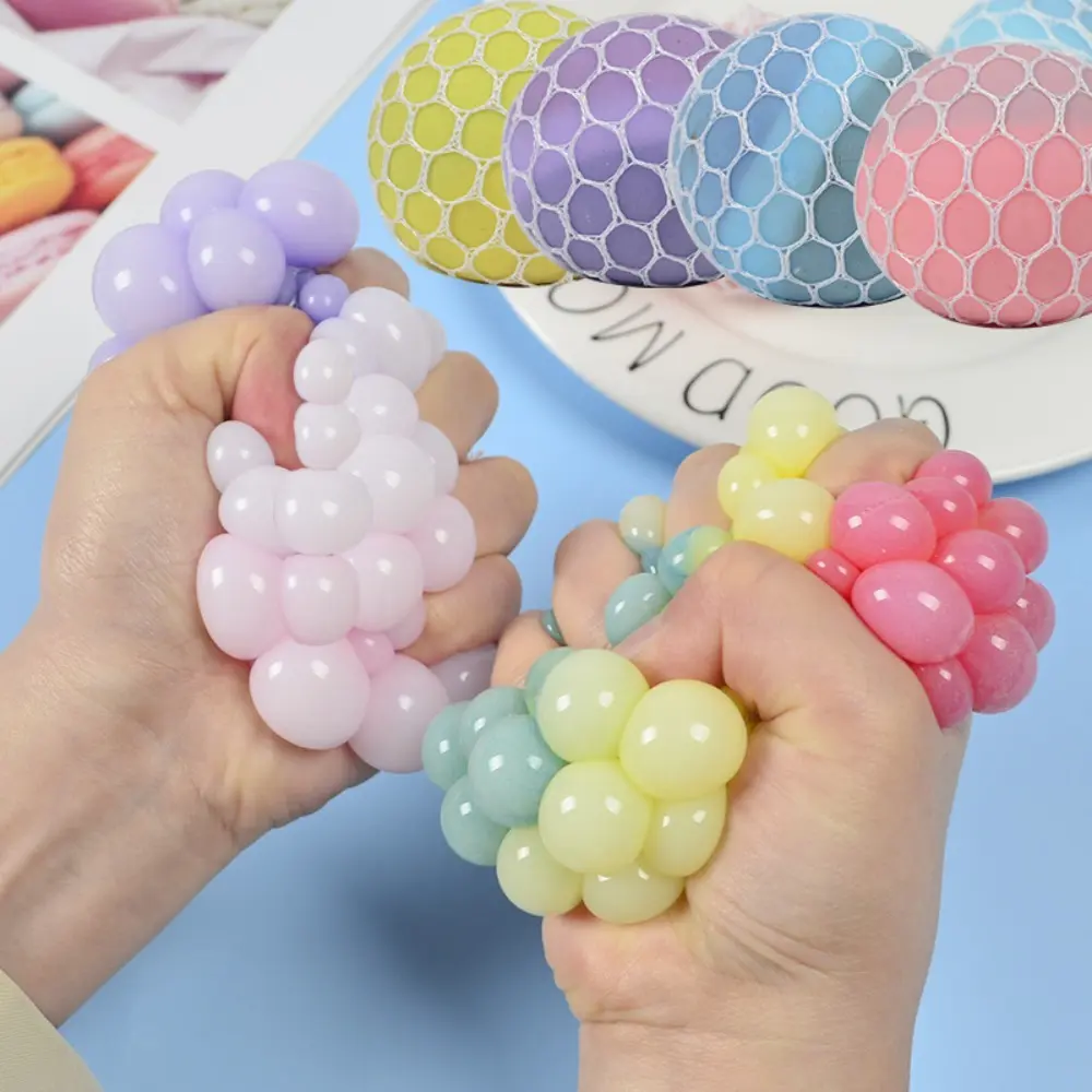 Squishy Colorful Grape Balls Fidget Toys Slow Rising Squeeze Funny Stress Reliever Reduce Pressure Prop for Childrens and Adults