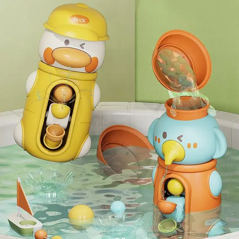 Cute Duck/Elephant Baby Shower Bath Toys Children Water Play Spinner with Suction Cup Waterwheel Games for Kid Bathroom