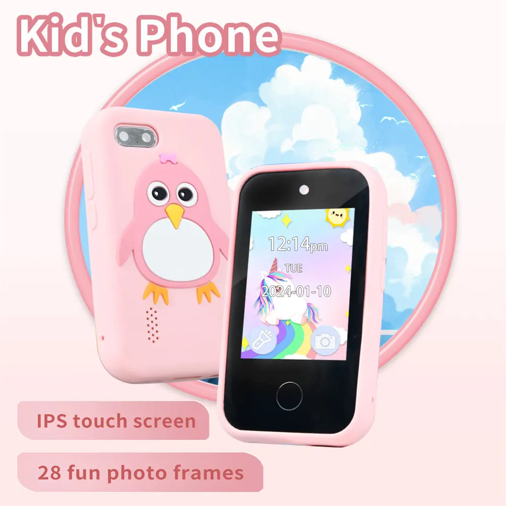 Kids Smart Phone Educational Toys Dual Camera Music Player Baby Phone 32G Memory with Lanyard Game Learning for Age 3-12 Gifts