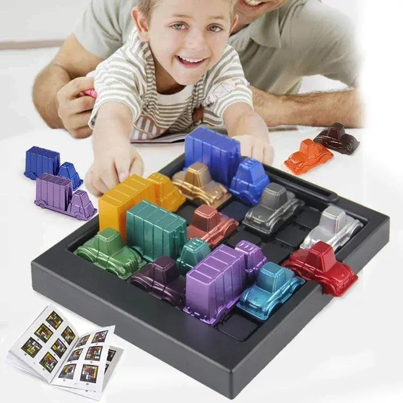 Children Puzzle Traffic Rush Hour Game,Racing Rush Hour Car Huarong Road Logical Reasoning Desktop Game Children's Puzzle Toys