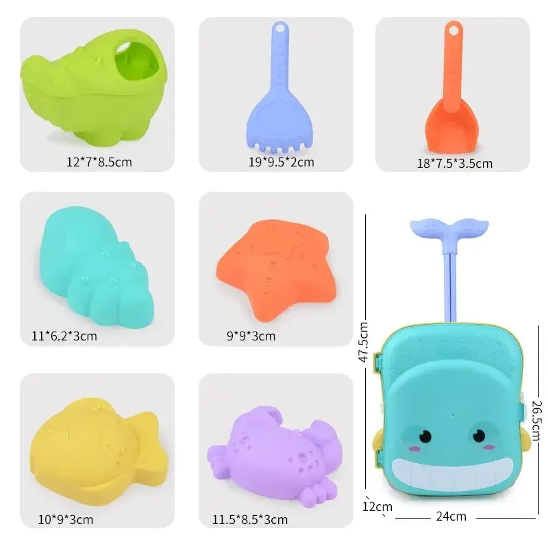 Summer Beach Sand Play Toys for Kids Luggage Toy Kit Water Toys Sand Bucket Pit Tool Outdoor Toys for Children Boys Girls Gifts