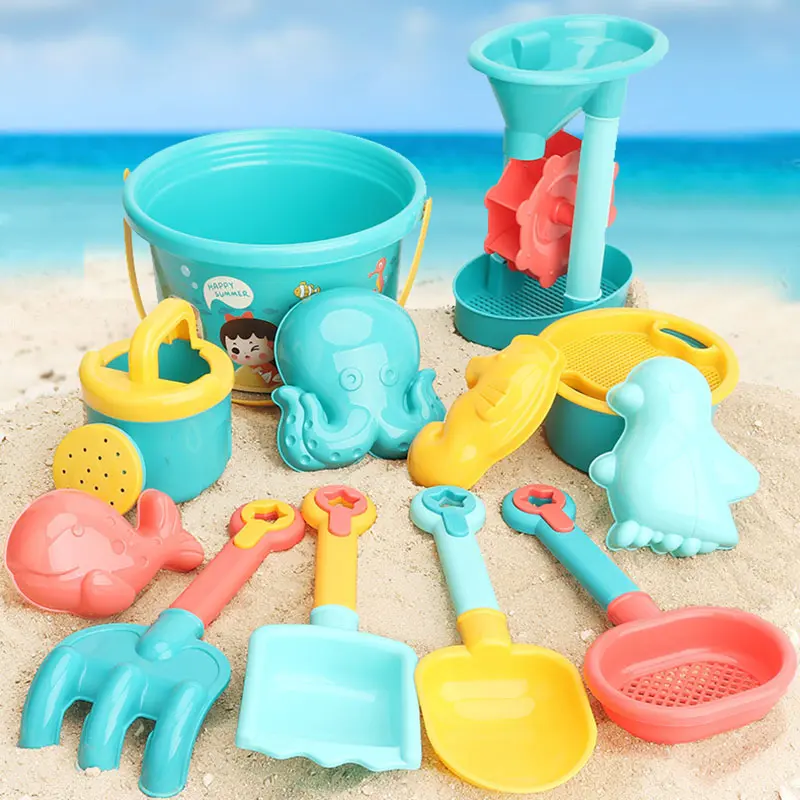 13/18PCS Children Toys Summer Beach Game Sand Bucket Shovel Silicone Sandbox Cube Accessories Bag Outdoor Water Toys for Kids