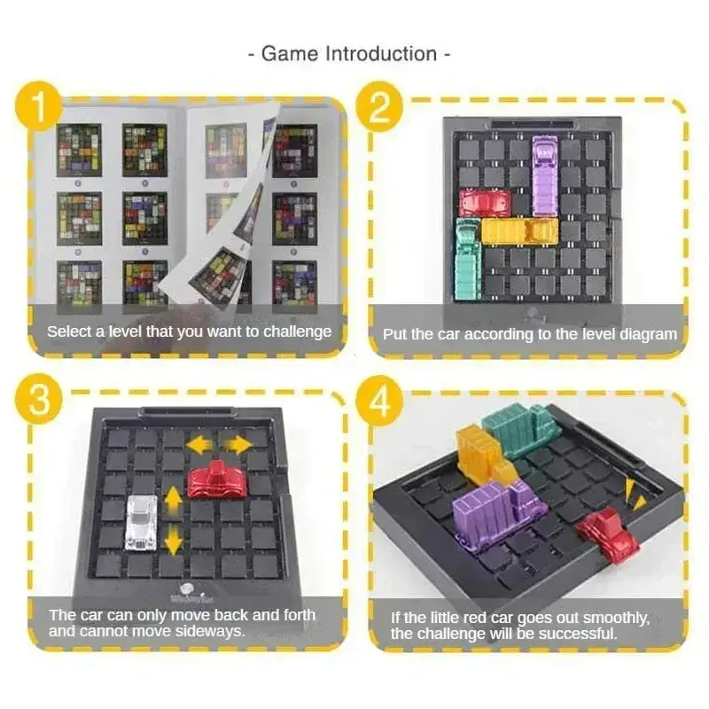 Children Puzzle Traffic Rush Hour Game,Racing Rush Hour Car Huarong Road Logical Reasoning Desktop Game Children's Puzzle Toys