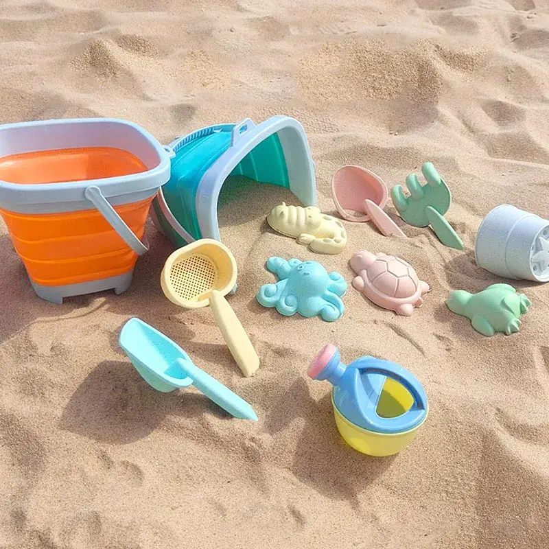 Children's Beach Toy Set Baby Playing in Water and Sand Large Sand Shovel Beach Bucket Sand Digging Tool Folding Bucket Toy