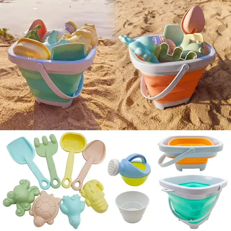 Children's Beach Toy Set Baby Playing in Water and Sand Large Sand Shovel Beach Bucket Sand Digging Tool Folding Bucket Toy