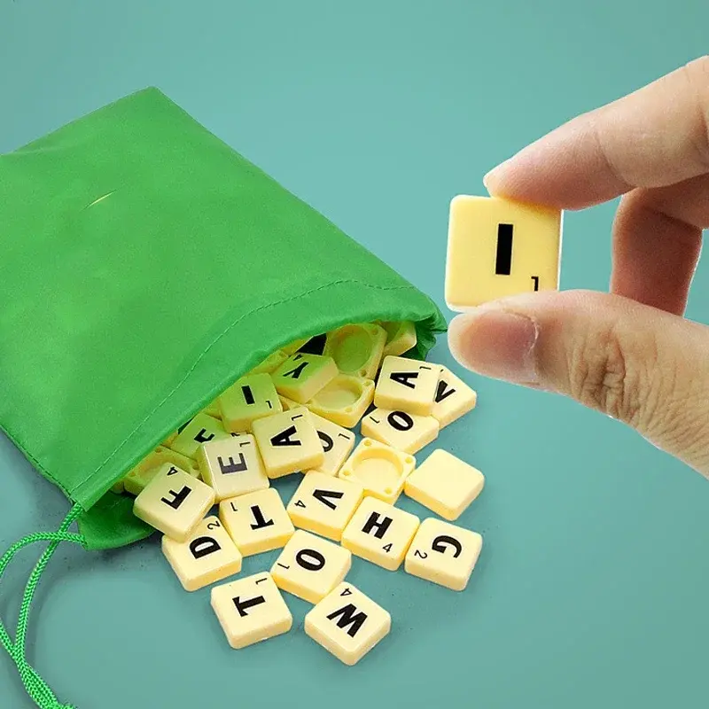 2-4 People English Spelling Solitaire Box Alphabet Chess Educational Toys Travel English Alphabet Scrabble Puzzle Board Game