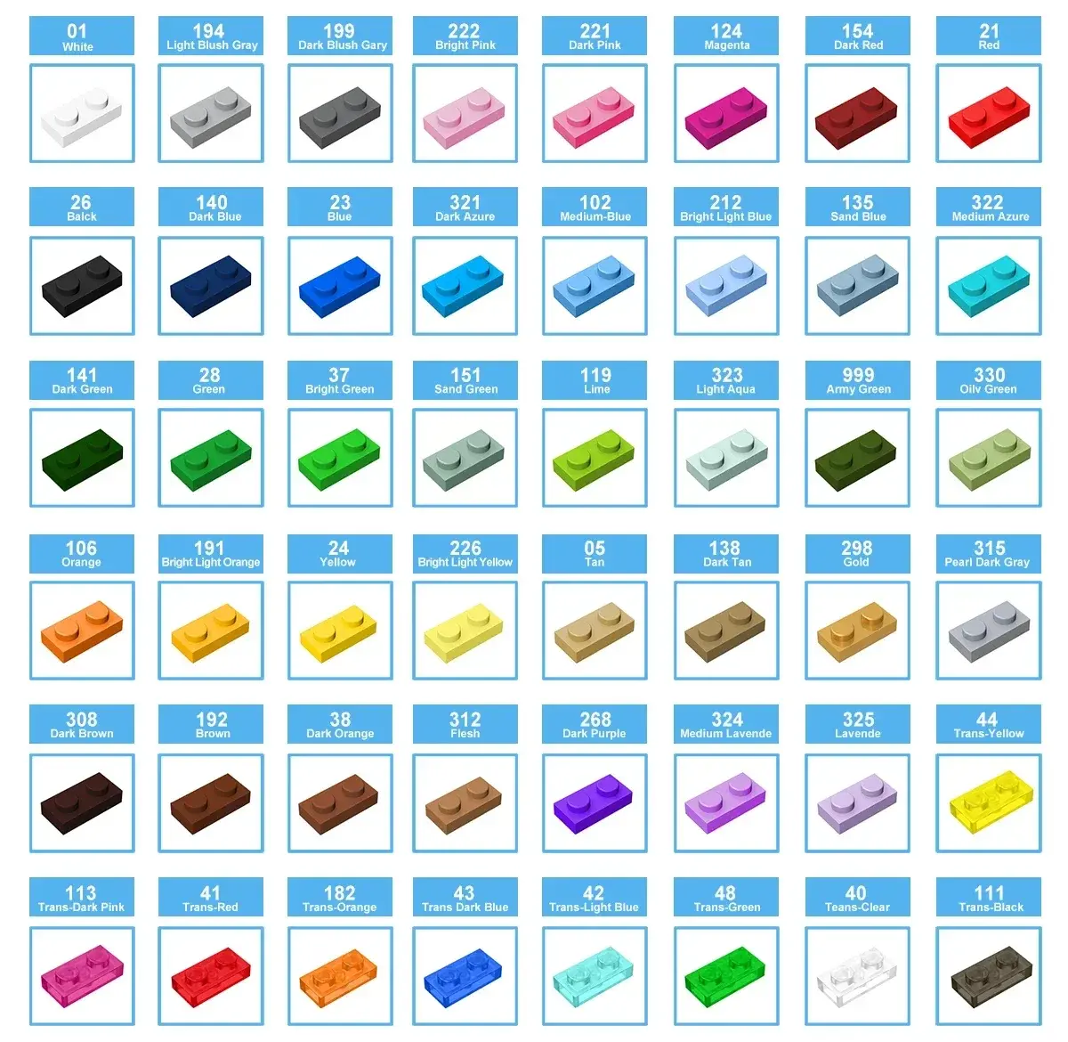 10PCS High-Tech Assemble Particle 2817 2x2 Brick Building Blocks Kit Replaceable Part Toy For Children Gifts