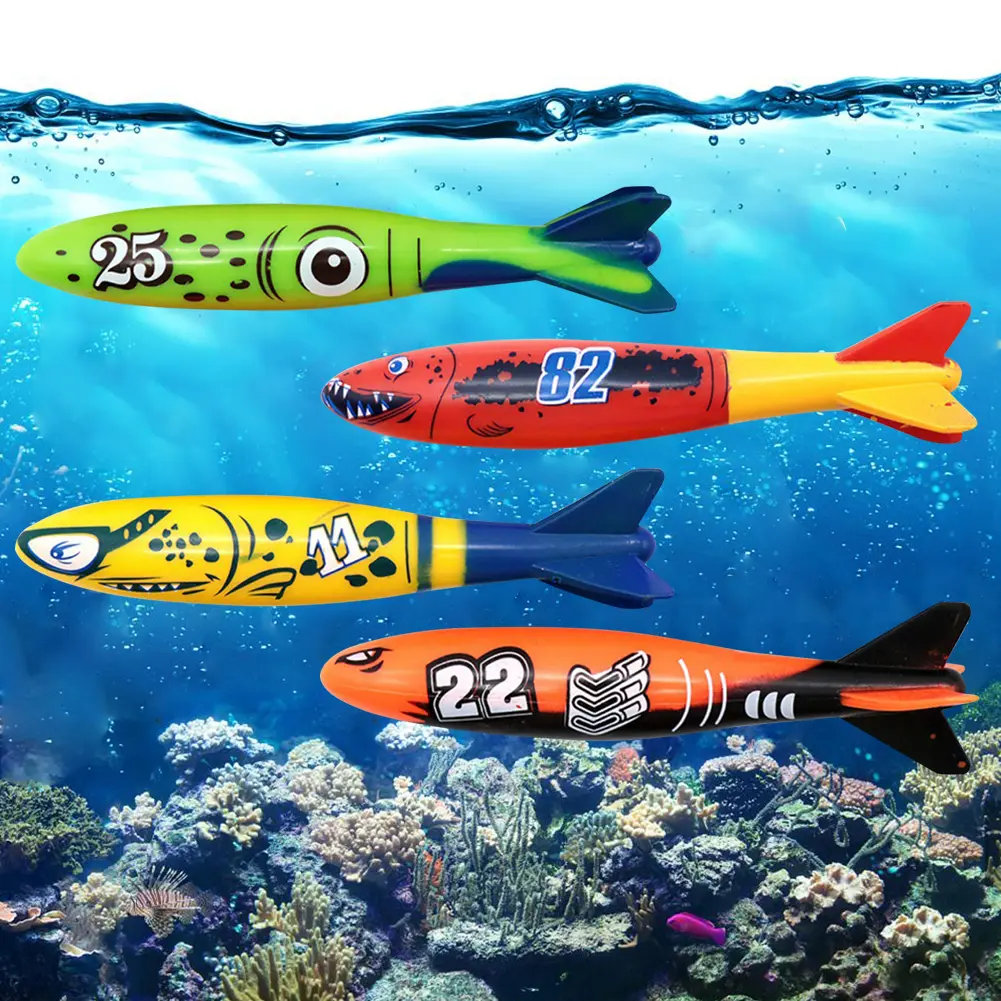 Kids Summer Shark Rocket Diving Toy Swimming Pool Dive Game Water Fun Games Pool Toys Baby Water Educational Bath Toys Gifts