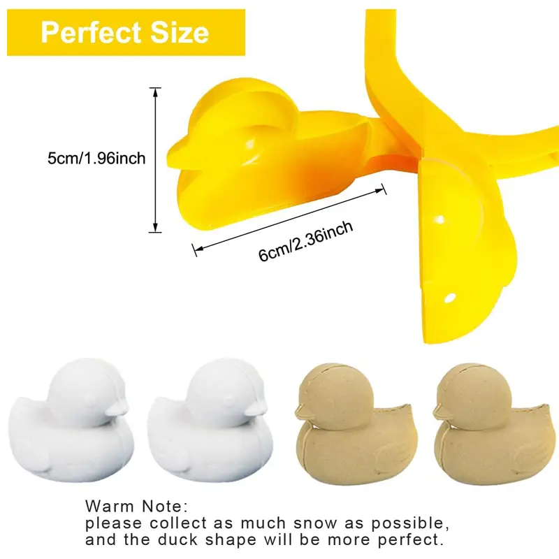 4 Pcs/Set Snowball Maker Clips, Duck Shaped Snow Ball Maker Clips Clamps Outdoor Winter Play Snow Toys Plastic Sand Molds Clay