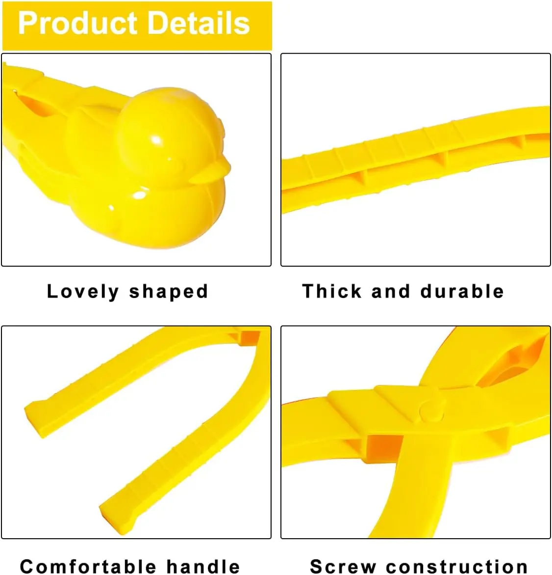 4 Pcs/Set Snowball Maker Clips, Duck Shaped Snow Ball Maker Clips Clamps Outdoor Winter Play Snow Toys Plastic Sand Molds Clay