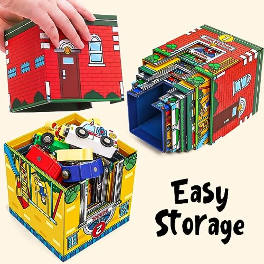 Atoylink Toddler Sorting and Stacking Toys with Magnetic Wooden Cars Community Helpers Baby Number Blocks Nesting Boxes Prescho