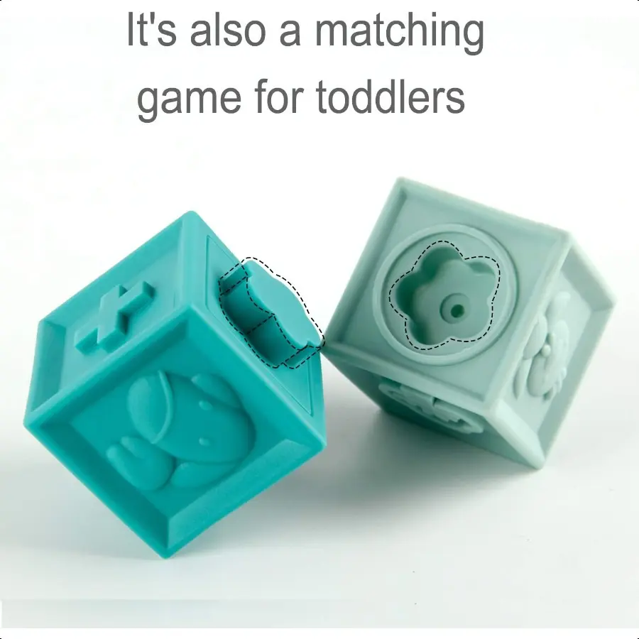 Mini Tudou Baby Blocks Soft Building Blocks Baby Toys Teethers Toy Educational Squeeze Play with Numbers Animals Shapes Texture